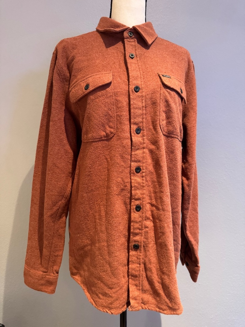 Brixton Rust Orange Button-Front Shacket with Chest Pockets - Picture 2 of 14